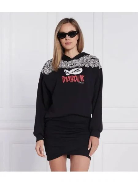 Pinko Hanorac PINKO X DIABOLIK FIAMMETTA negru
