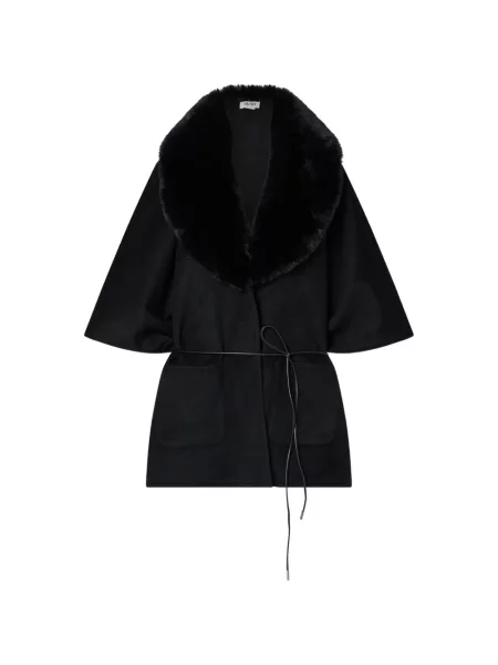 Poncho Liu Jo din piele de oaie negru