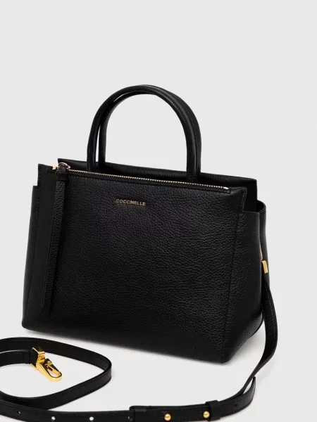 Coccinelle чанта tote дамска от кожа черно