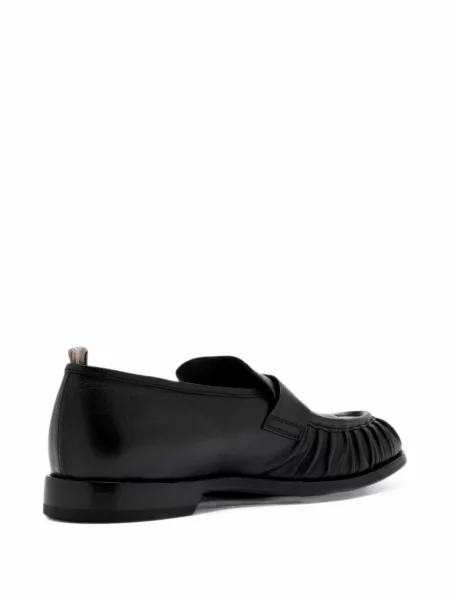 Pantofi loafer Officine Creative din piele cu volane negru