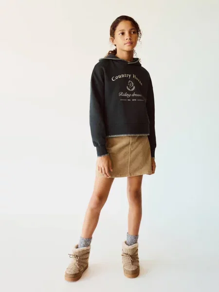 Bluza z kapturem antracytowy Dzieci lata MANGO KIDS