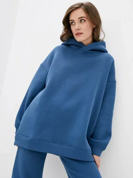 Женское однотонное худи синя
