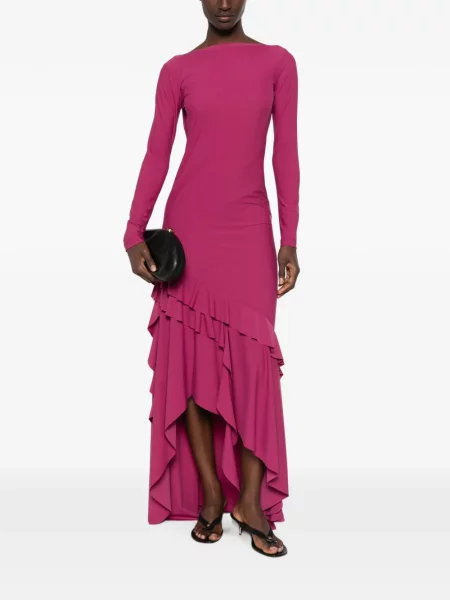 Rochie Love Moschino cu volane asimetrică roz