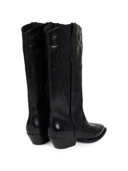 Botine Sandro cu broderie din piele negru