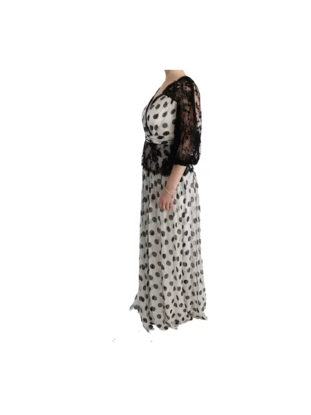 Lniana sukienka maxi Dolce And Gabbana biała