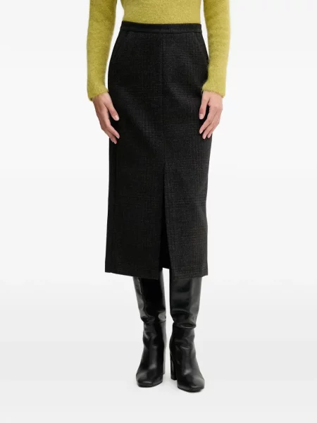 Fustă midi Sandro Ferrone până la genunchi cu crăpătură verde