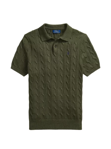 Tricou polo Polo Ralph Lauren cu glugă cu blană cu broderie roșu
