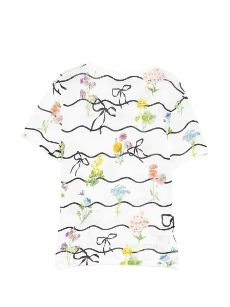 Tricou Cynthia Rowley cu model floral cu imagine cu decolteu rotund alb