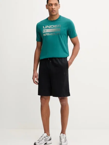 Under Armour teplákové šortky pánske s bavlnou Rival čierna