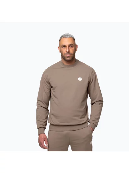 Férfi pulóver Pitbull Nugget Small Logo Crewneck brown savana. Méret: S barna