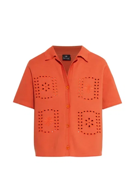 Cămașă Ps Paul Smith cu broderie portocaliu