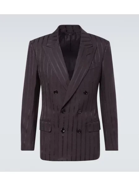 Sacou Tom Ford cu dungi din jacard gri
