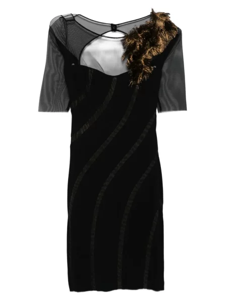 Rochie Gemy Maalouf cu pene transparente de costum negru
