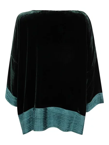 Top Bianco Levrin de catifea plisat verde
