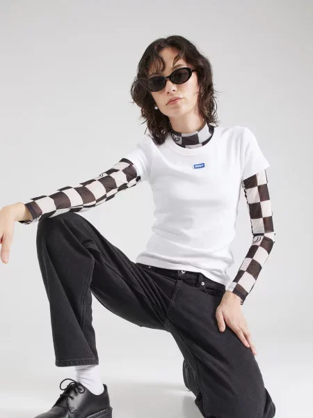 HUGO Tricou bleumarin alb