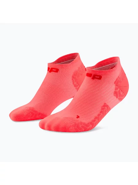 Șosete compresive pentru bărbați CEP Ultralight No Show neon coral/red roșu
