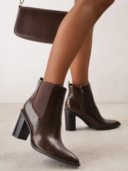 Botine elegante cu gros tip știbleti Kaspella maro