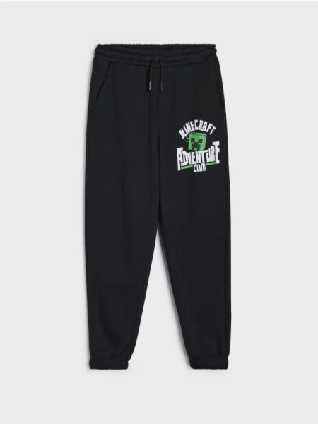 Sinsay Tepláky loose jogger Minecraft černá