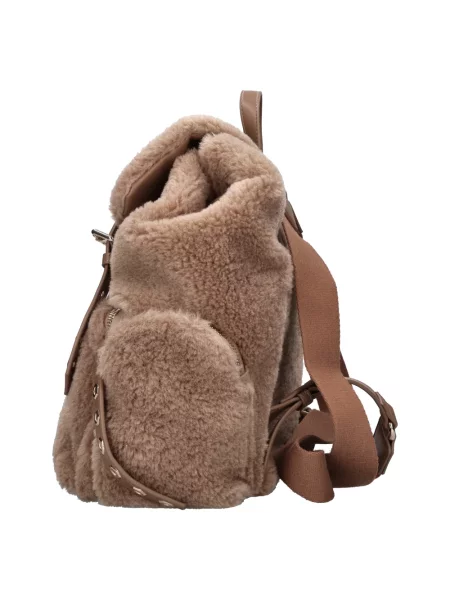 Plecak La Carrie skórzany typu teddy beżowy