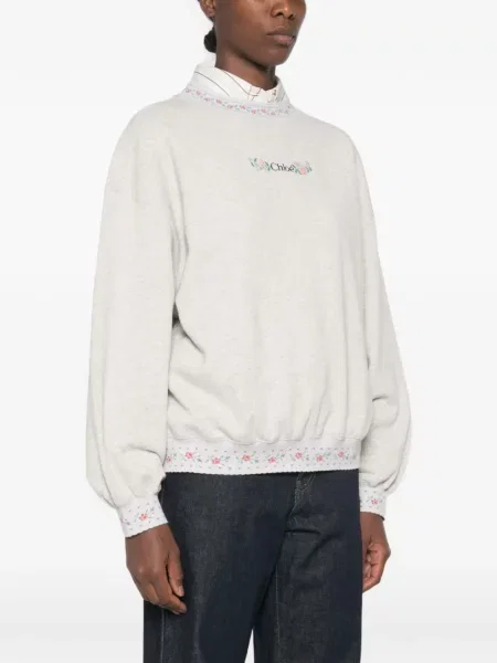 Hanorac Chloé cu broderie cu model floral gri