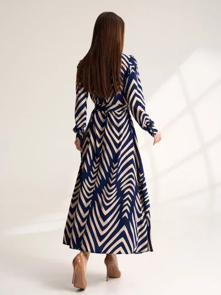 Сукня максі ISSA Plus темно-синій комбінований верх синя