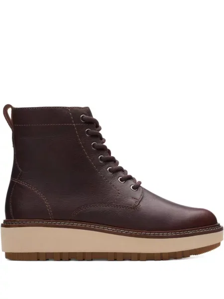 Sandale Clarks Originals cu șireturi cu platformă din dantelă maro