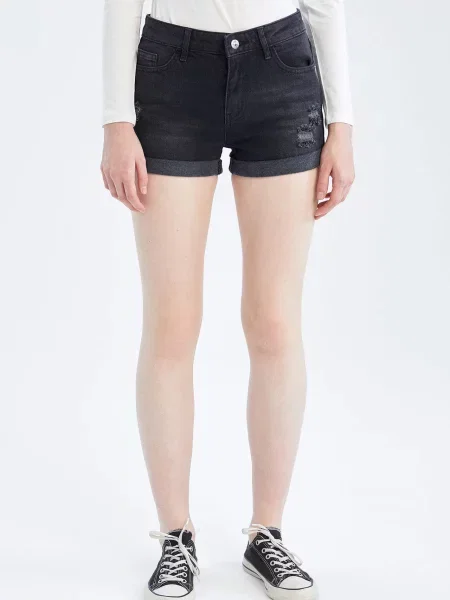 Szorty jeansowe Defacto czarne