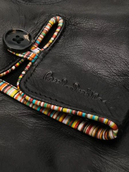 Rękawiczki Paul Smith skórzane w paski czarne