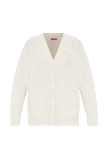 Cardigan Kenzo cu broderie tricotate alb