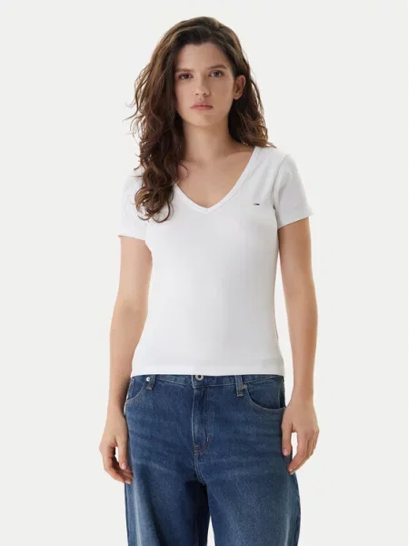 Tommy Jeans Koszulka Kobiety jednolity S biały