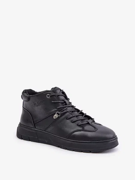 Ocieplane sneakersy Lee Cooper skórzane czarne