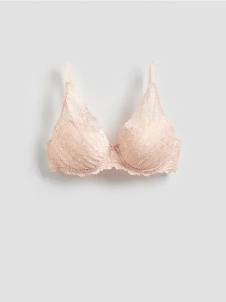 Reserved Мереживний бюстгальтер пуш-ап нюдовий 