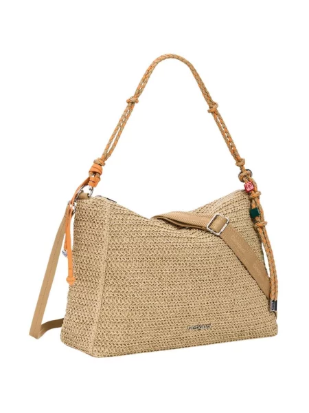 Kabelka Desigual s autogramem béžová