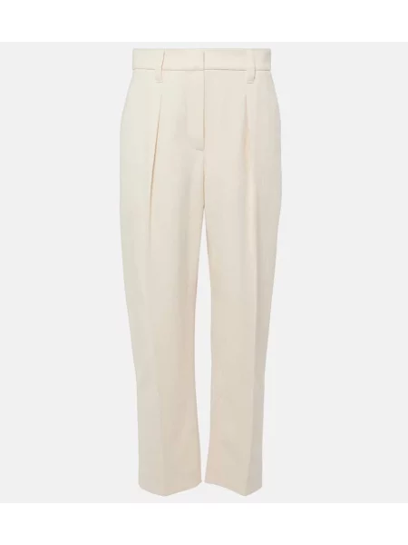 Pantaloni Brunello Cucinelli cu talie înaltă alb