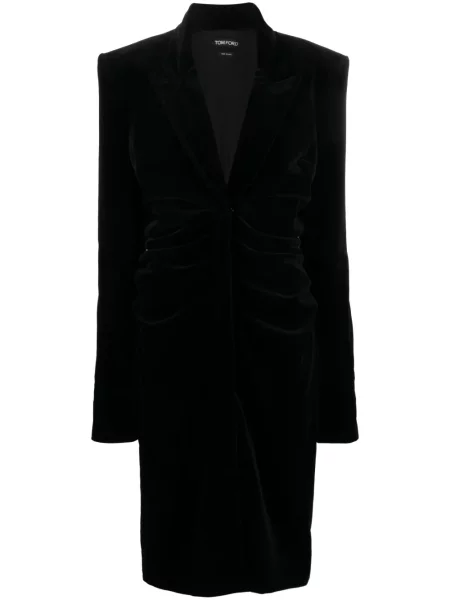 Rochie midi Tom Ford de catifea cu decolteu în V până la genunchi negru
