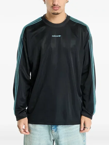 Tricou Adidas cu dungi lung alergare portocaliu