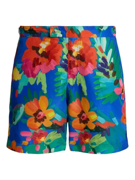 Slip de baie Polo Ralph Lauren cu broderie din piele de căprioară în carouri albastru
