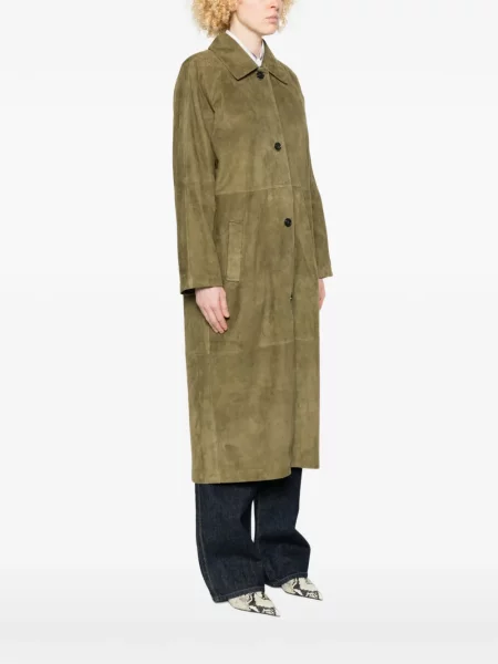 Palton Arma din piele de căprioară verde