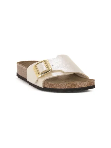 Saboți Birkenstock cu cataramă cu perle bej