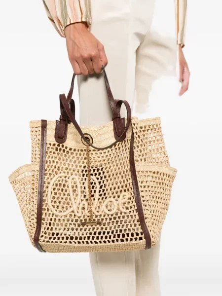 Geantă shopper Chloé tricotate cu autograf