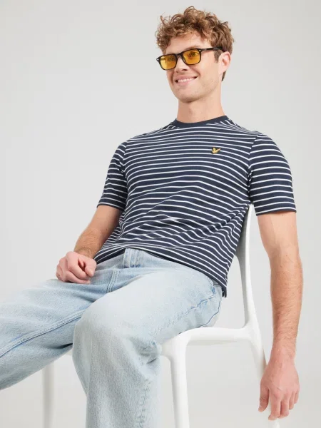 Lyle & Scott Tričko Breton námornícka modrá biela