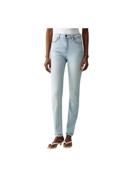 Skinny jeansy skinny Guess niebieskie