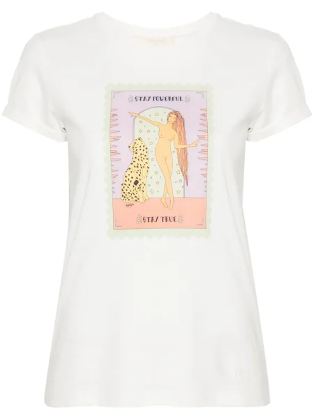Tricou Twinset cu broderie alb