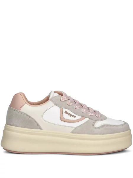 Sneakerși Blauer din piele cu platformă alb