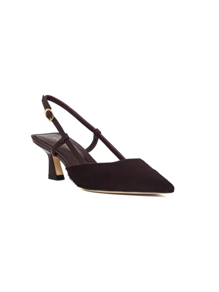 Czółenka Stuart Weitzman skórzana z otwartą piętą czerwona