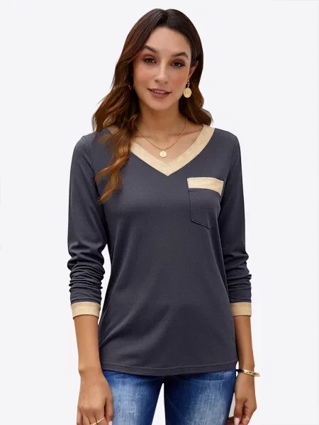Imily Bela Tricou crem / închis gri