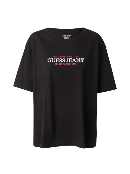 GUESS Tricou roșu / negru alb