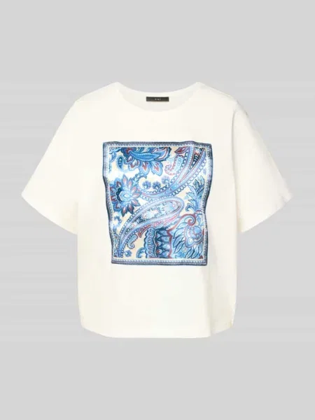 T-shirt z okrągłym dekoltem Oui biała