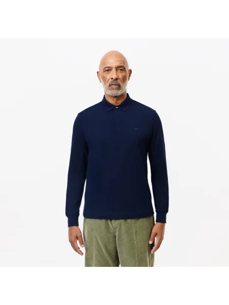 Lacoste Koszulka Polo Z Długim Rękawem Z Elastycznej Bawełny Smart Paris granatowa