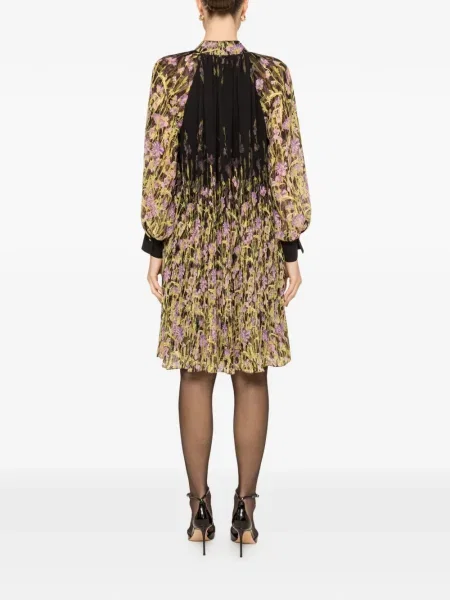 Rochie mini Nissa cu model floral cu imagine plisată negru